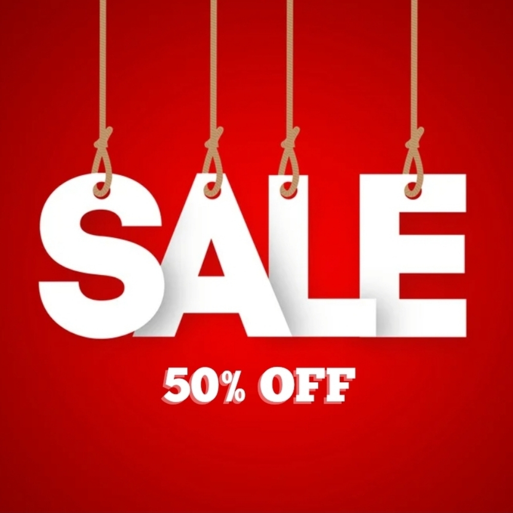 ALL items have been marked 50% off, 1 Week only!!!